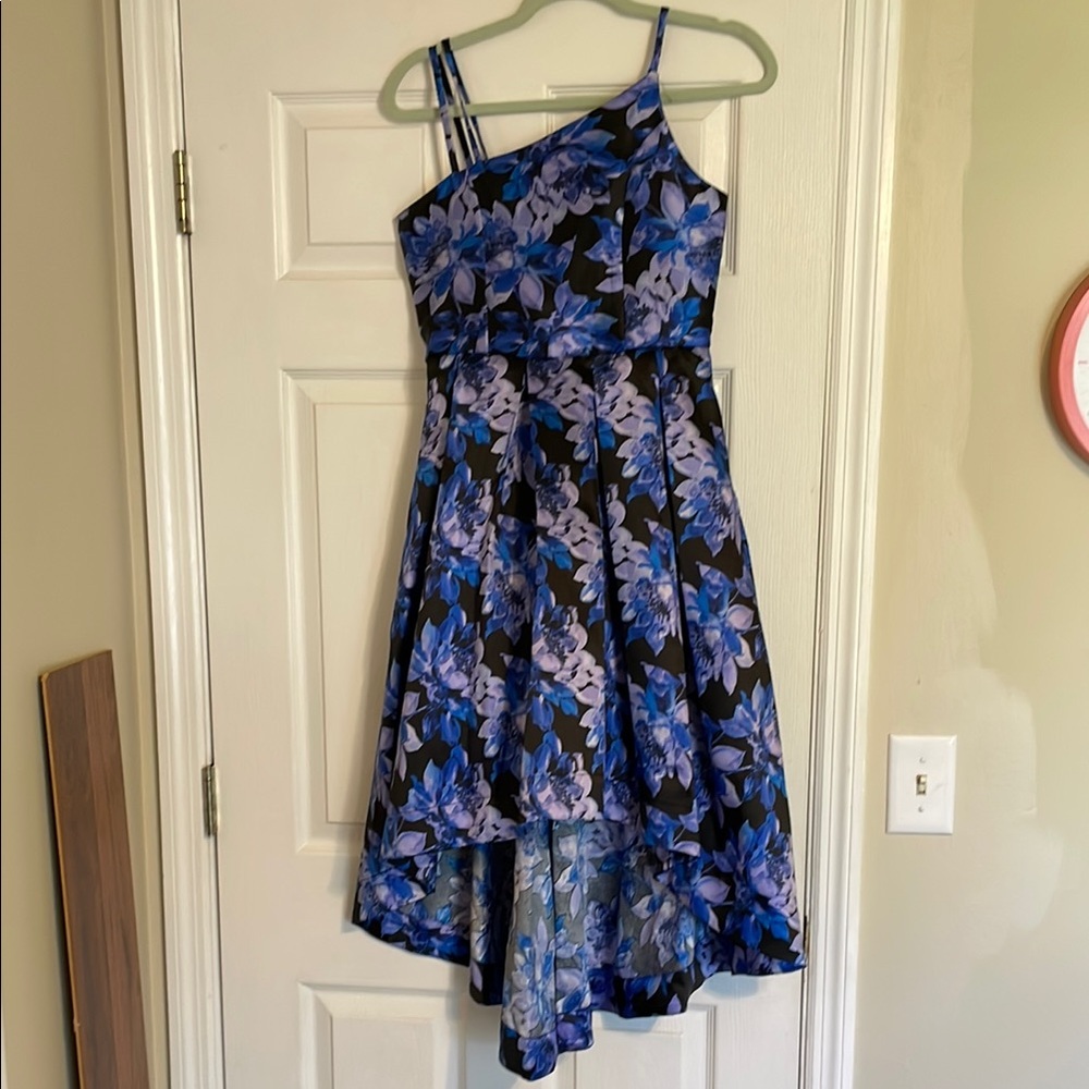 NWOT Floral Blue high low Kids Dress